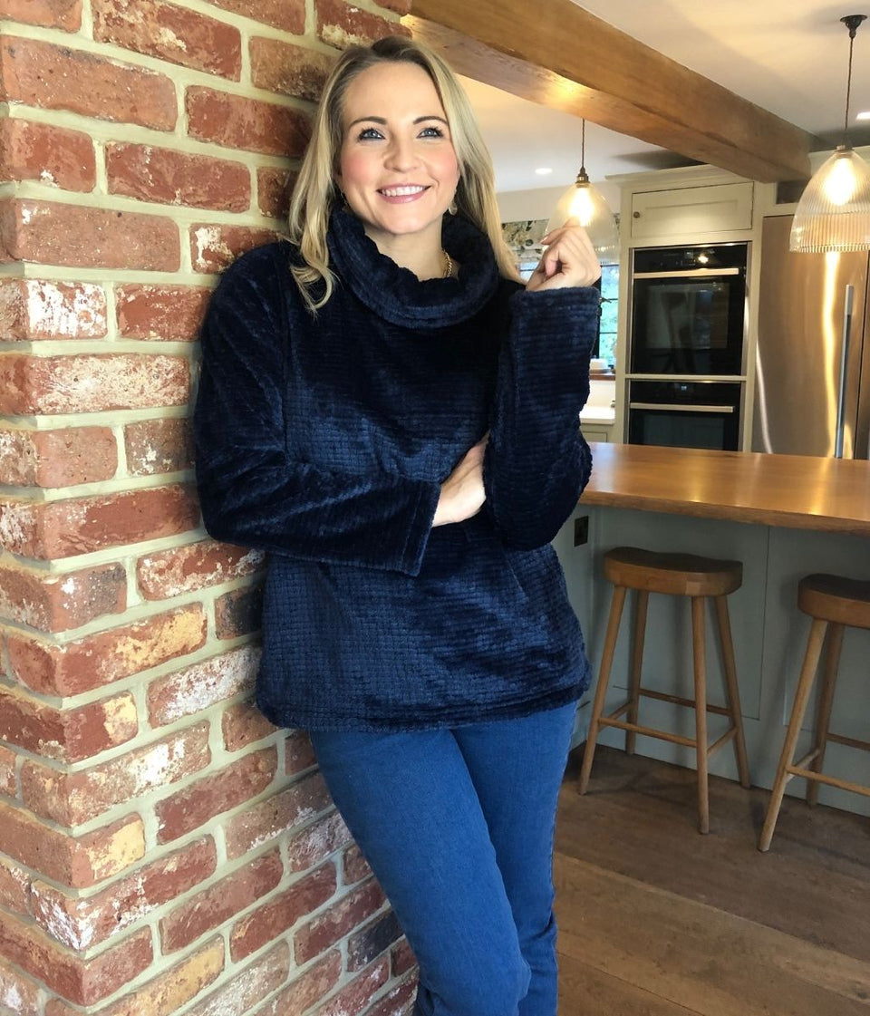 Navy Bardou Fleece Jumper