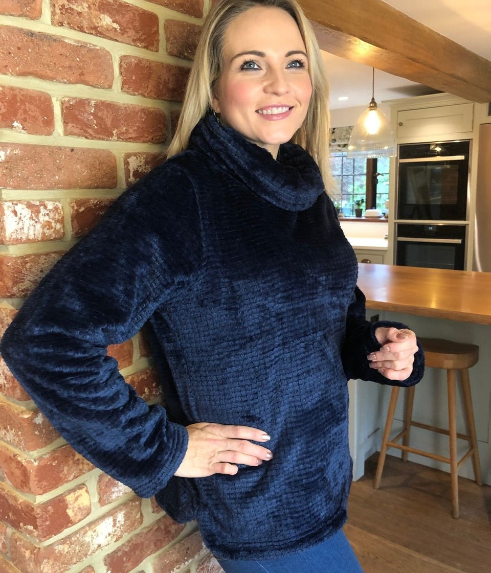 Navy Bardou Fleece Jumper