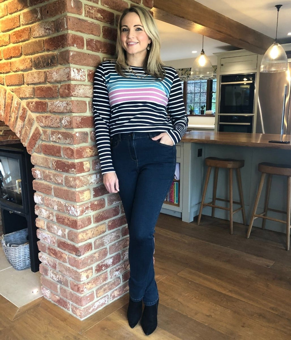 Navy Multi Stripe Top