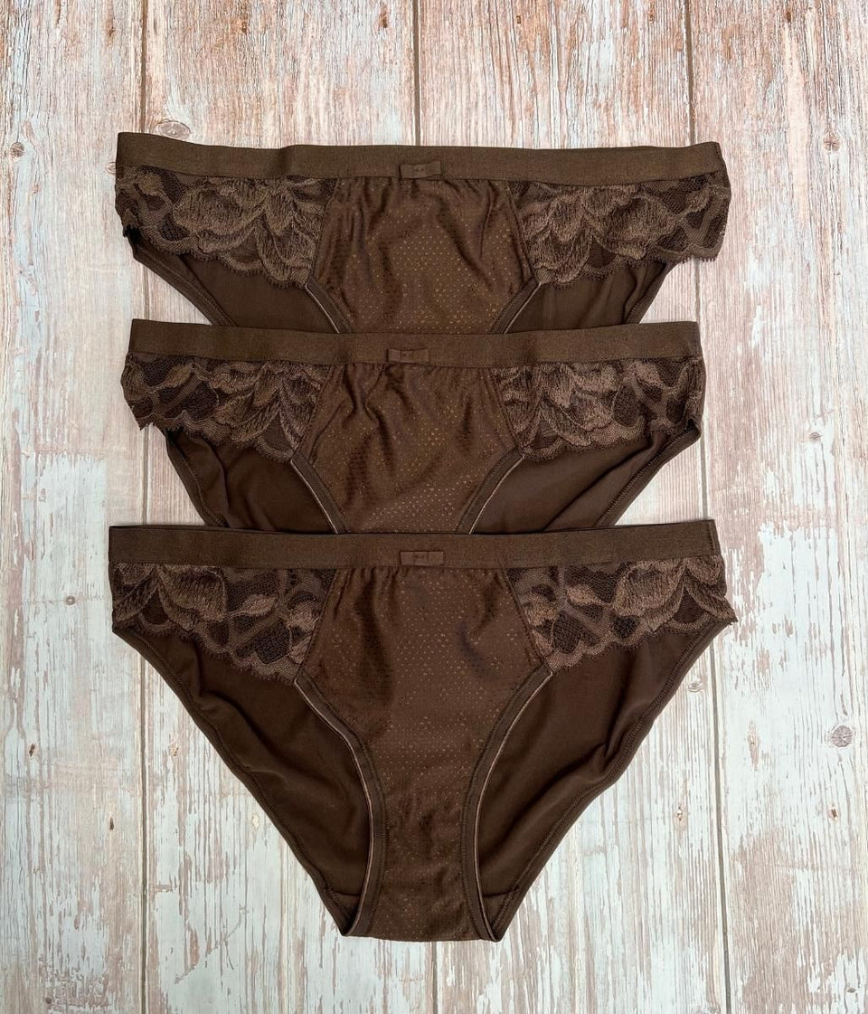 3 Pack Chocolate Wild Bloom Bikini Briefs