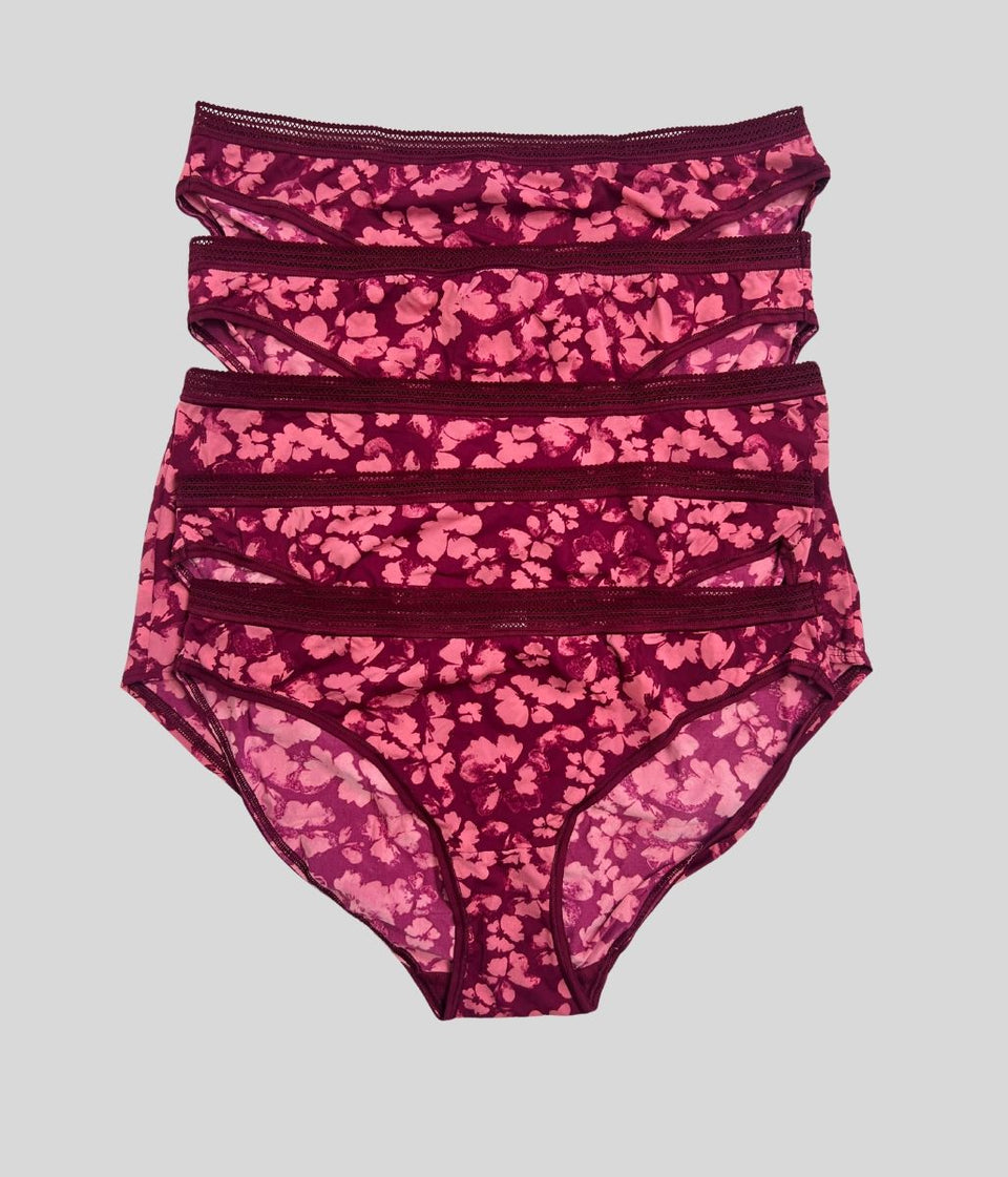 Raspberry Floral 5 Pack Bikini Briefs