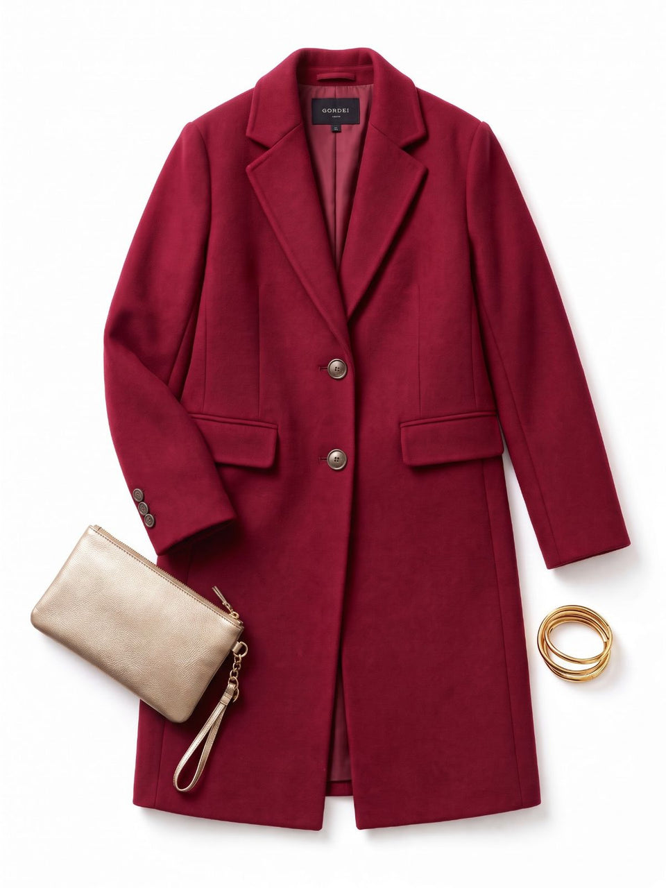 Burgundy Single Breasted Smart Coat