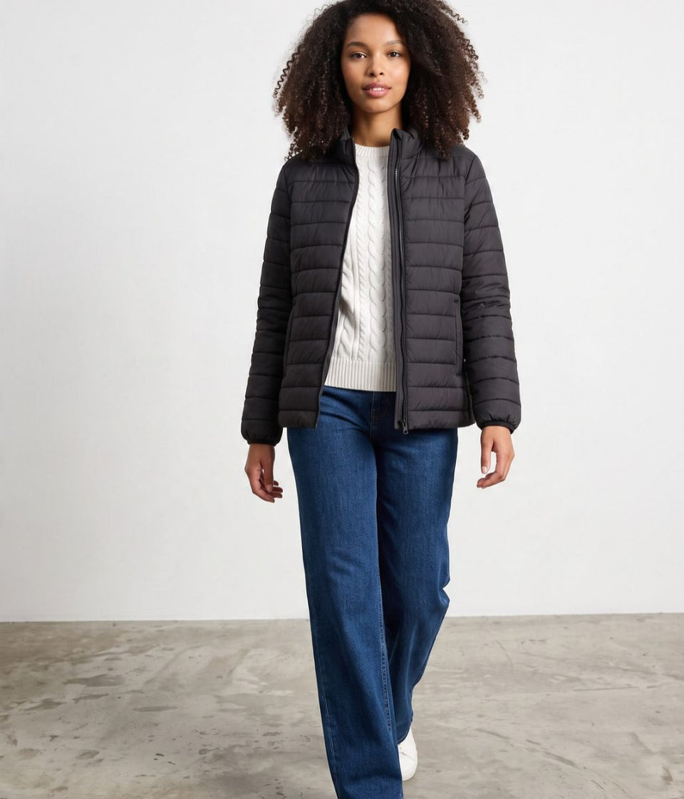 Black Lightweight Quilted Padded Casual Jacket