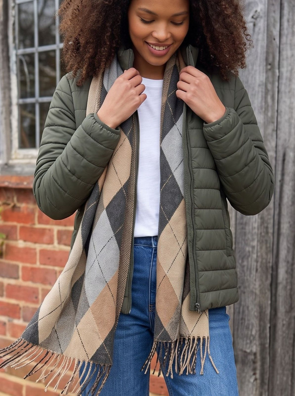 Khaki Lightweight Quilted Padded Casual Jacket