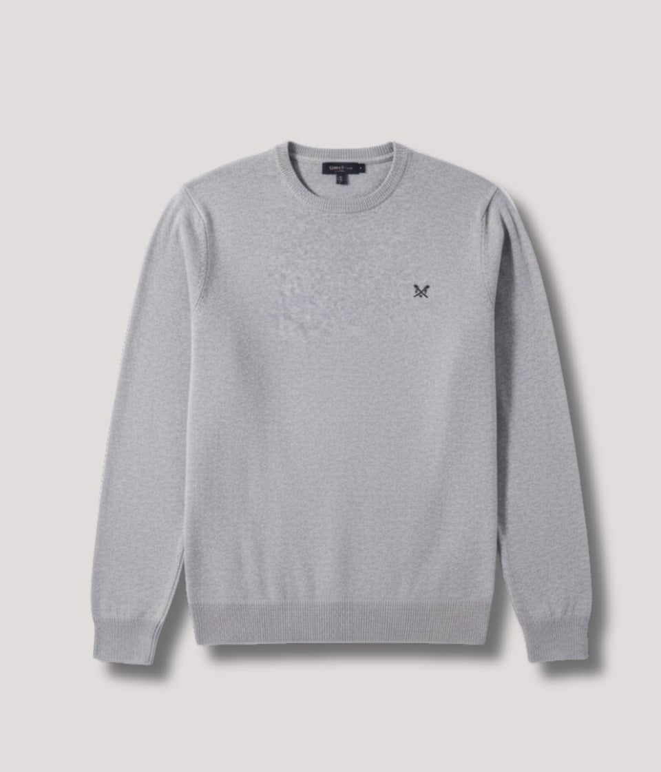 Grey Mens Cotton Crew Neck Logo Jumper