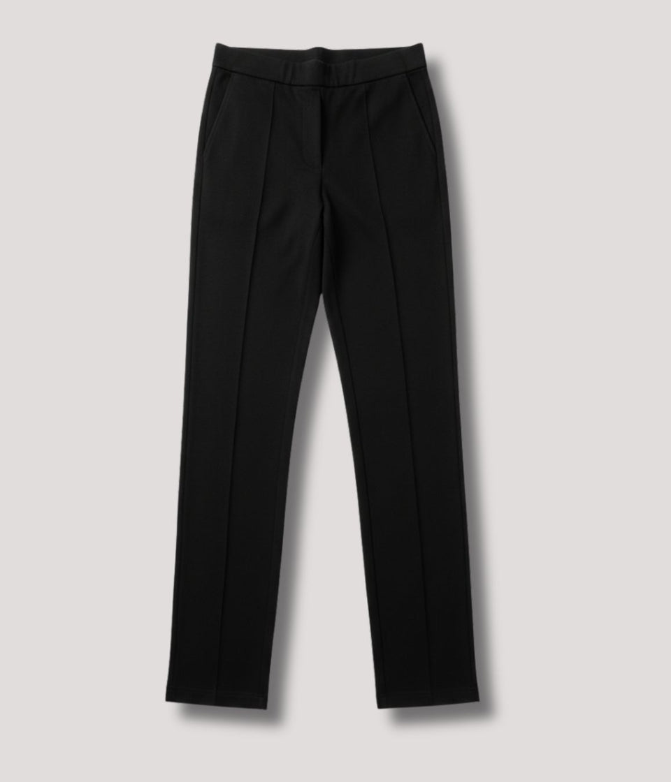 Black Jersey Straight Leg Trousers