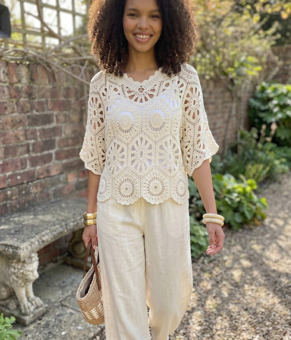 Ecru Mandala Crochet Top