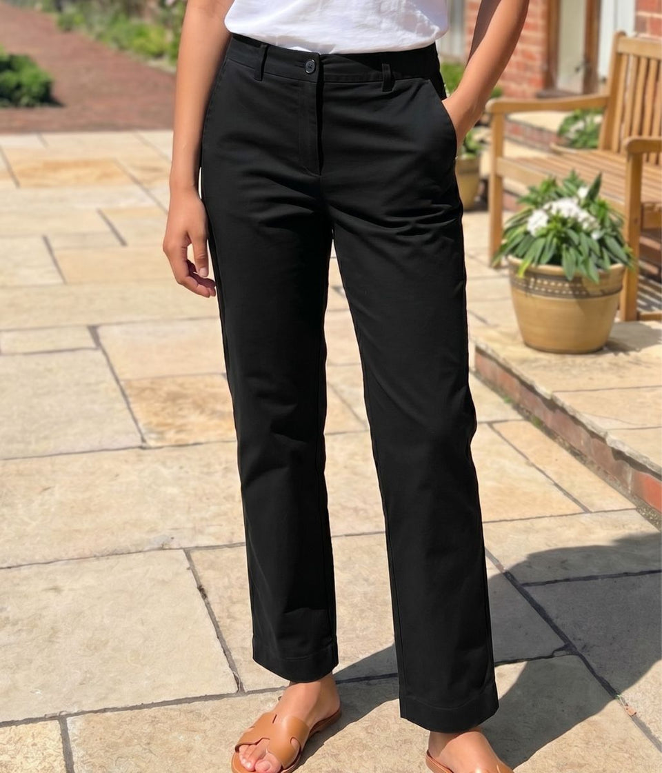 Black Straight Leg Chino Trousers