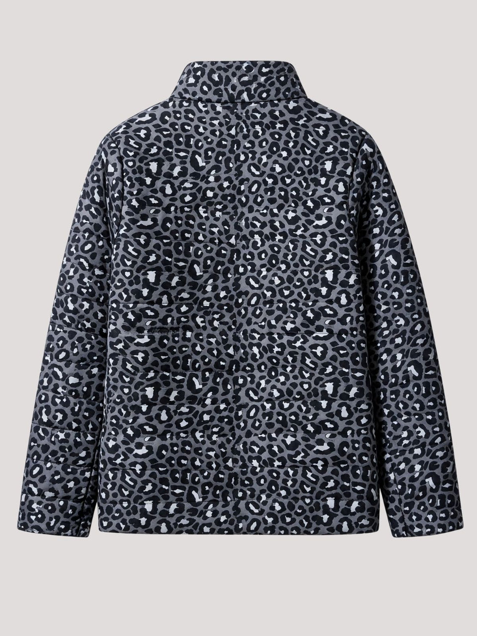 Grey Leopard Quilted Padded Casual Jacket