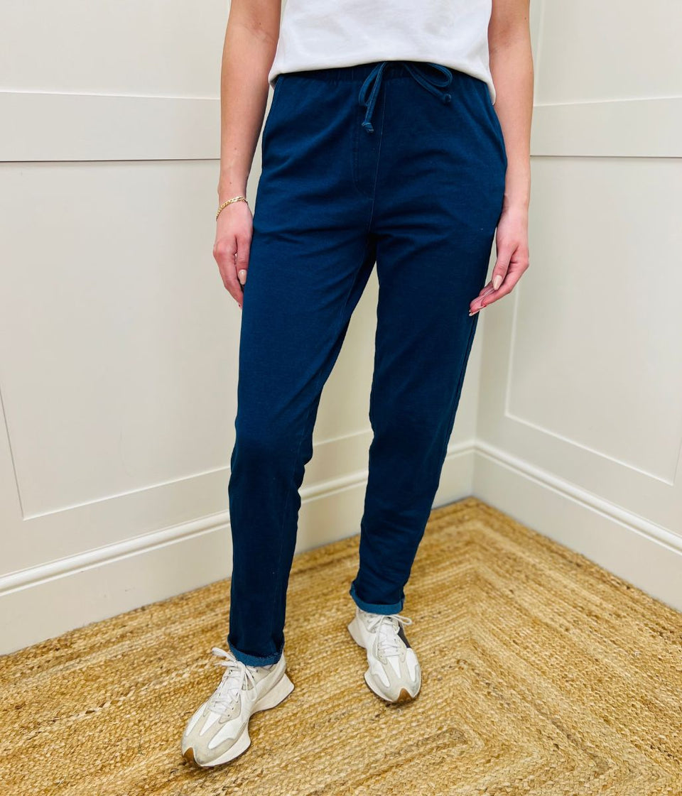 Navy Cotton Rich Tapered Jogger Trousers