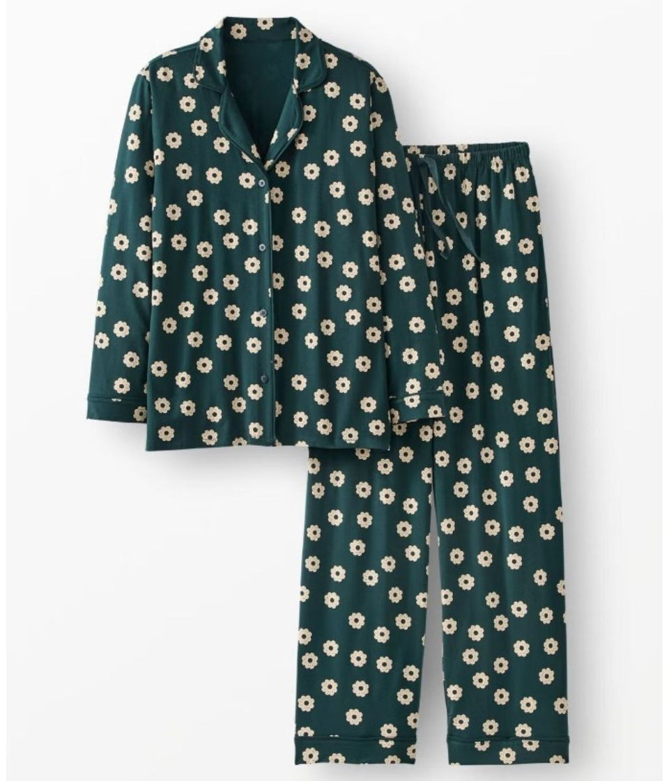 Green Flower Print Designer Tencel Pyjamas