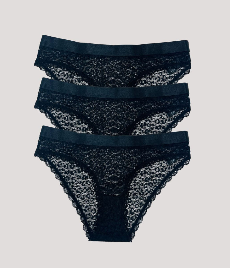 Black Brave Soul 3 Pack Lace Briefs