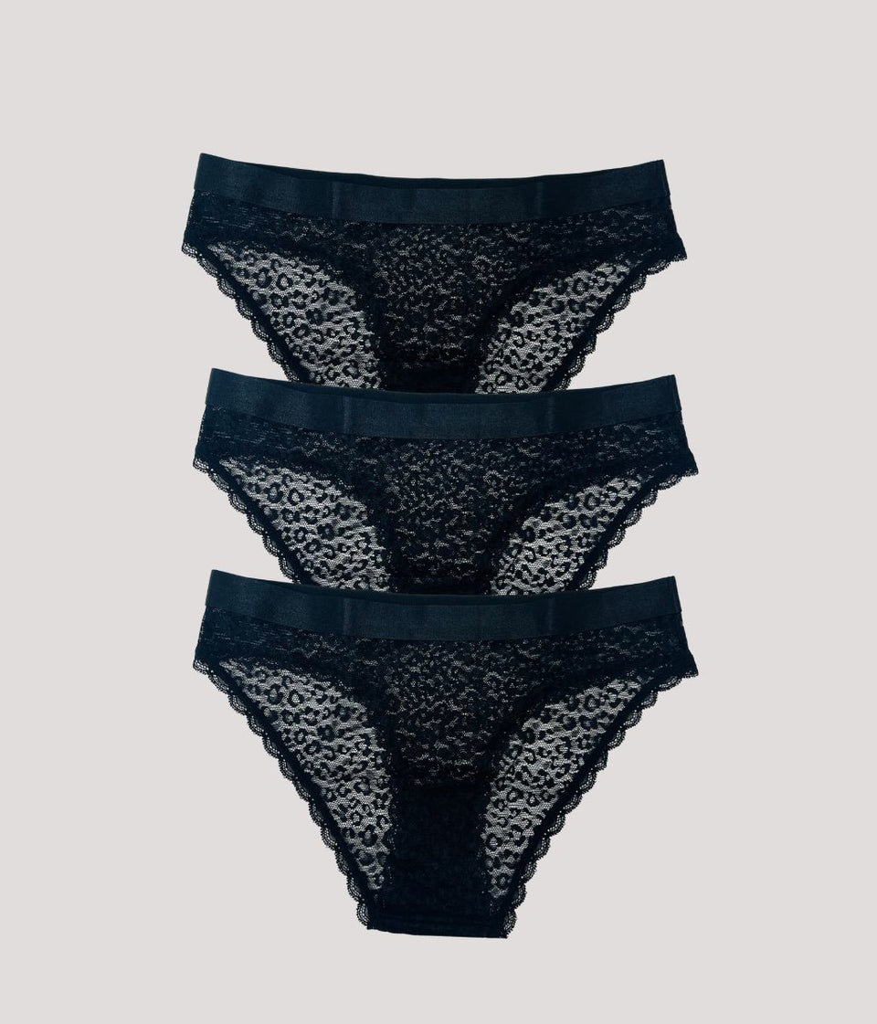 Black Brave Soul 3 Pack Lace Briefs