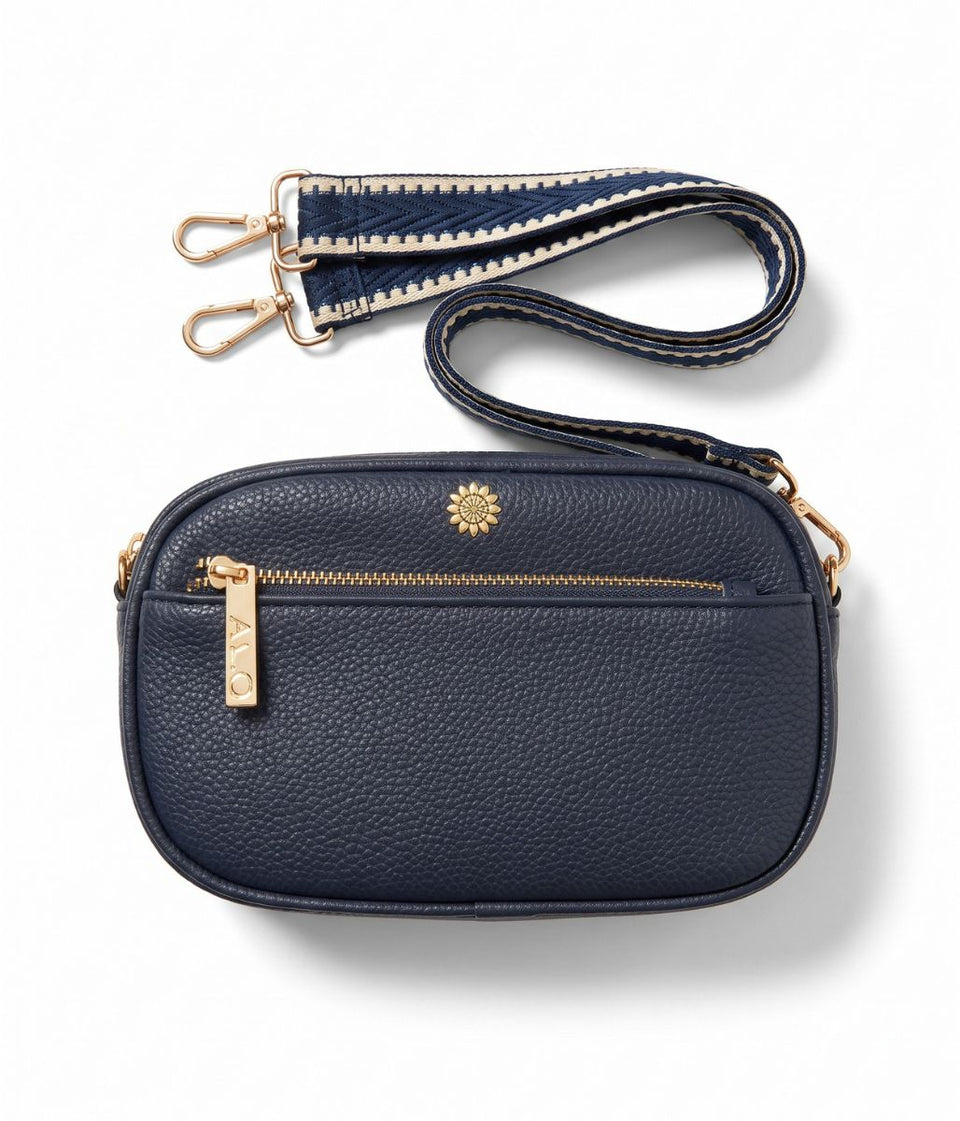 POM Navy Vegan Leather Camera Bag
