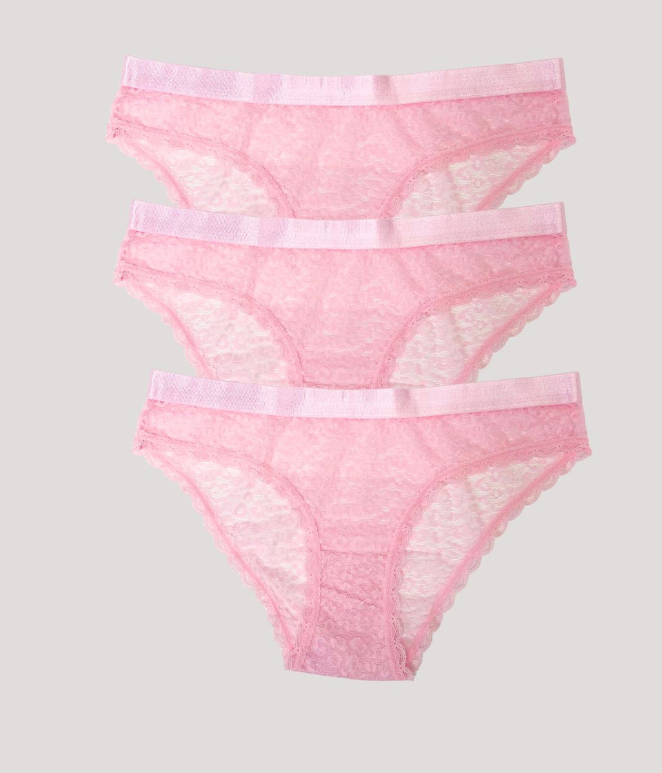 Pink Brave Soul 3 Pack Lace Briefs