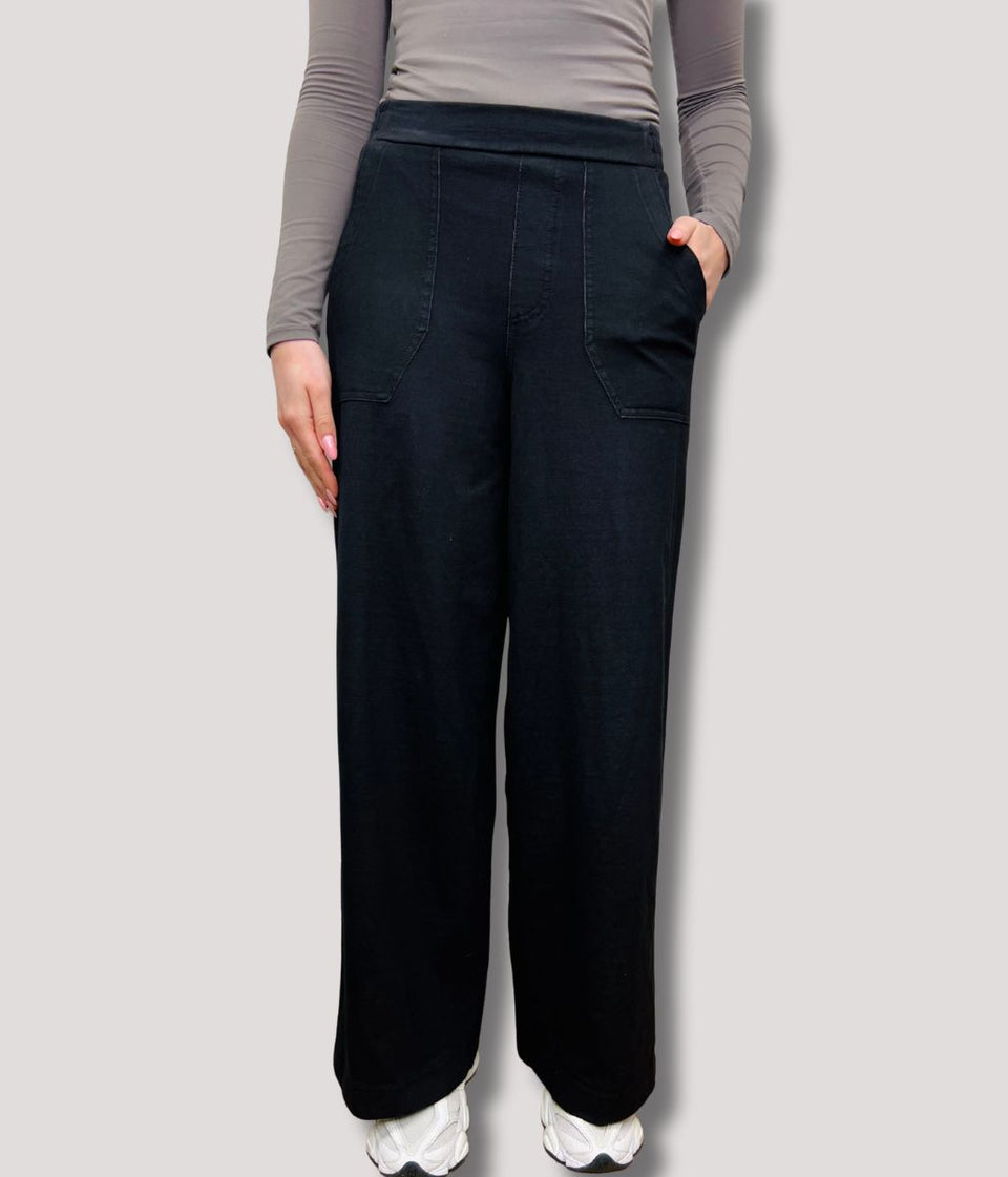 Black Casual Wide Leg Trousers