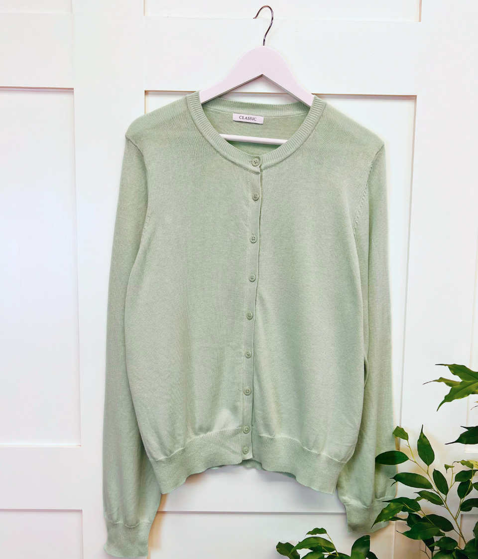 Mint Classic Round Neck Cardigan