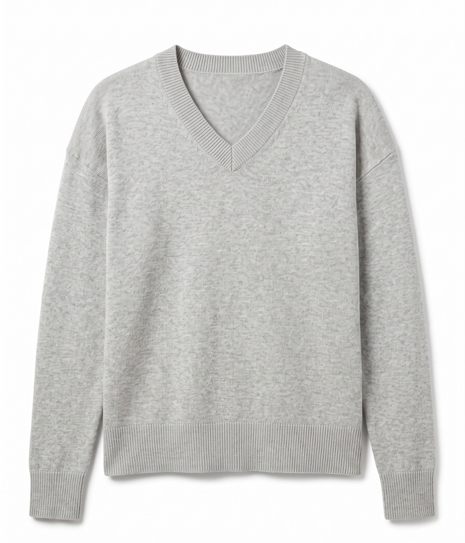 Grey Soft V Neck Jumper