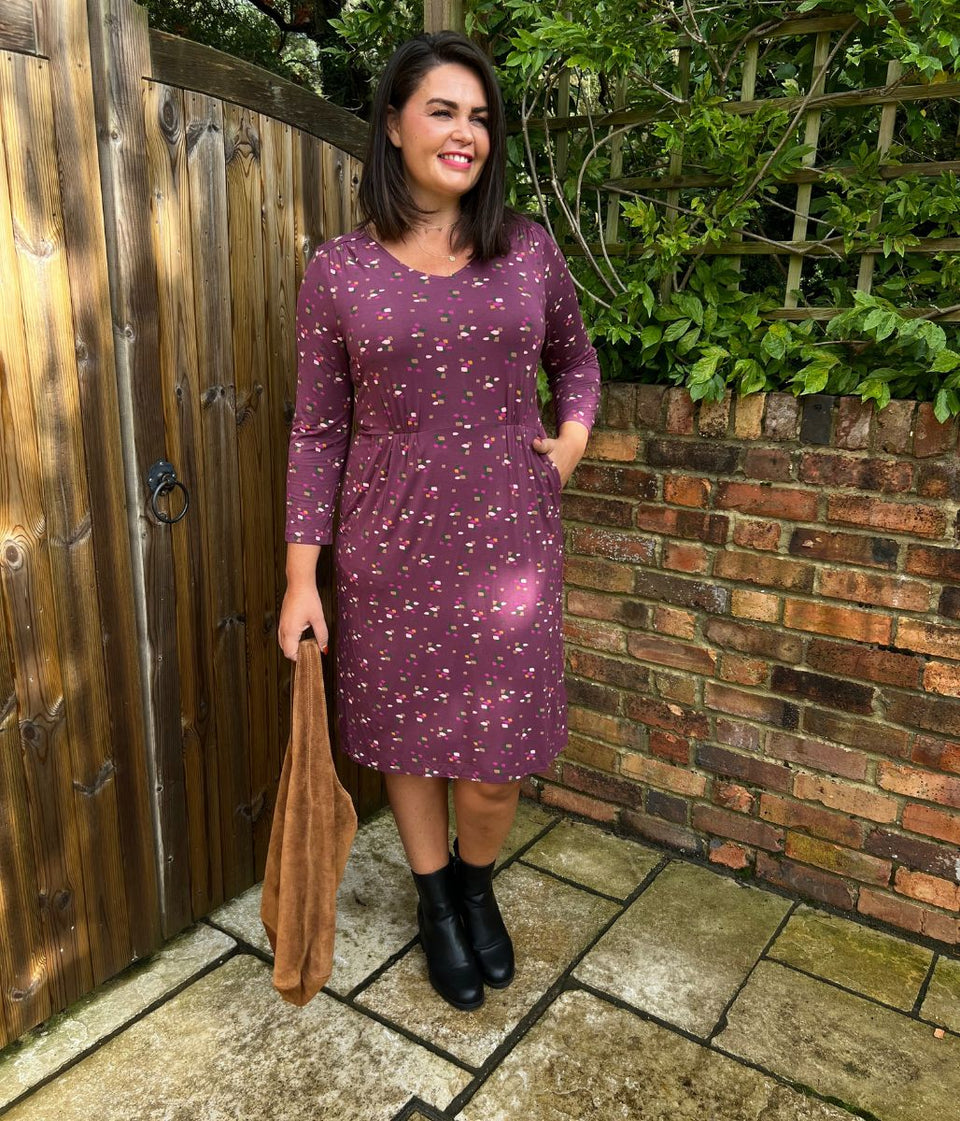 Tallie Plum Print Midi Dress