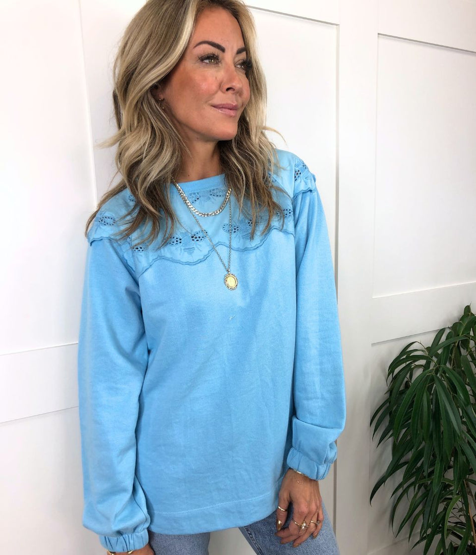 Blue Brinley Bee Broderie Sweatshirt