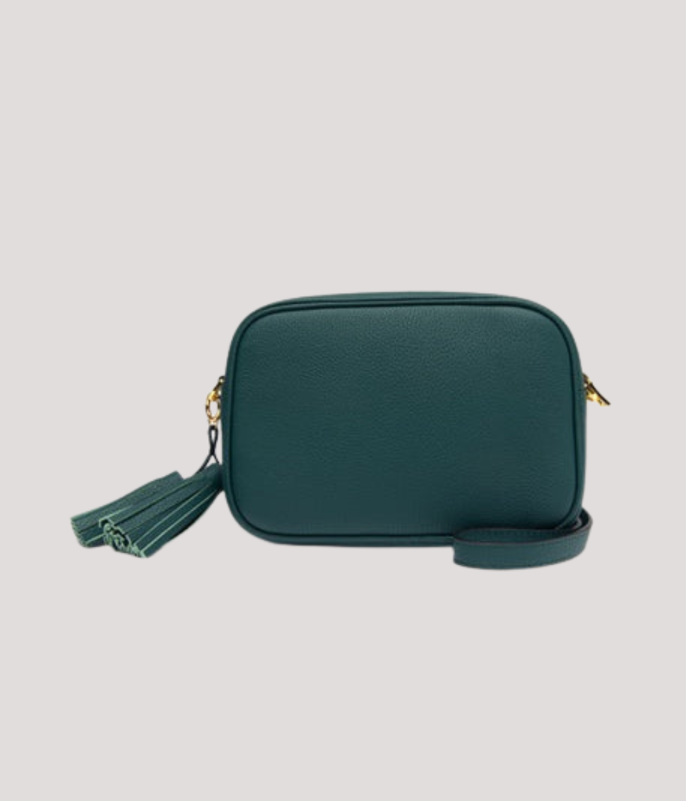 Women's Teal Premium  Leather Tassel Crossbody Bag – Adjustable Strap & Zip Fastening