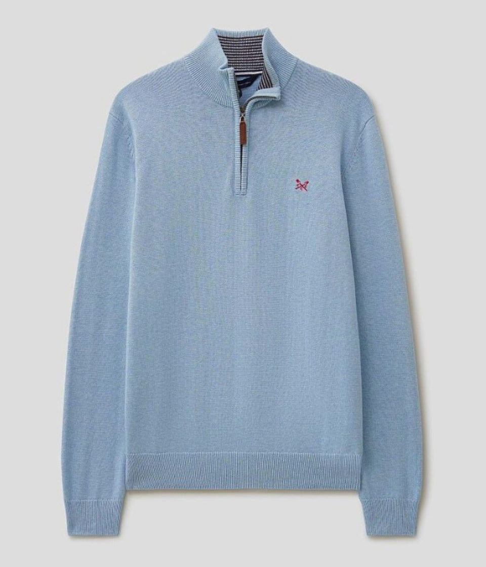 Sea Blue Mens Cotton Half Zip Jumper