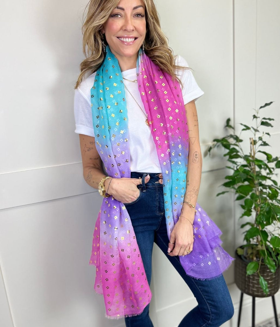 Purple Rainbow Foil Scarf