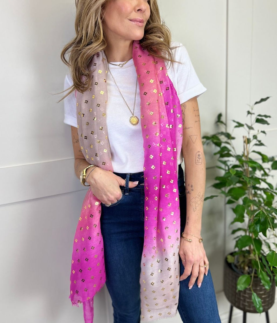 Pink Rainbow Foil Scarf