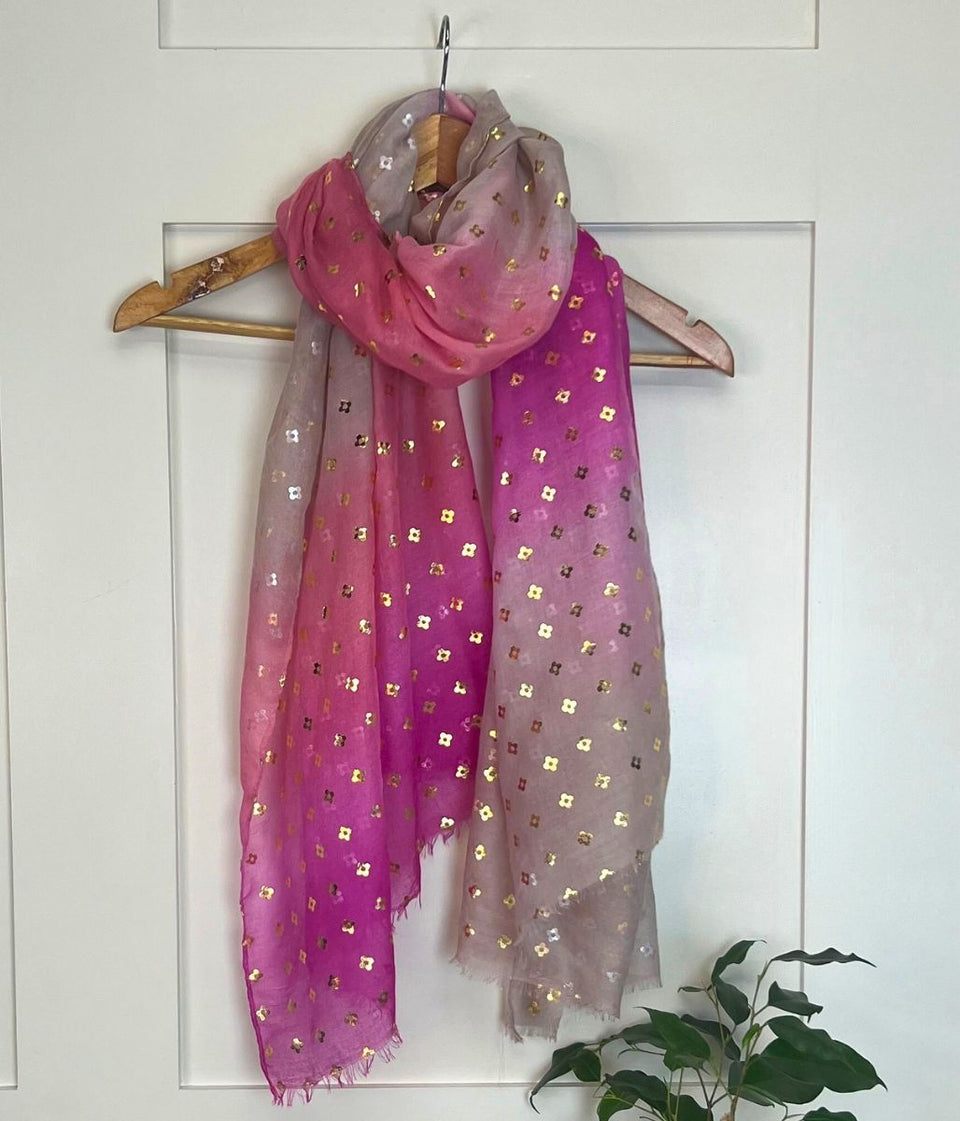 Pink Rainbow Foil Scarf