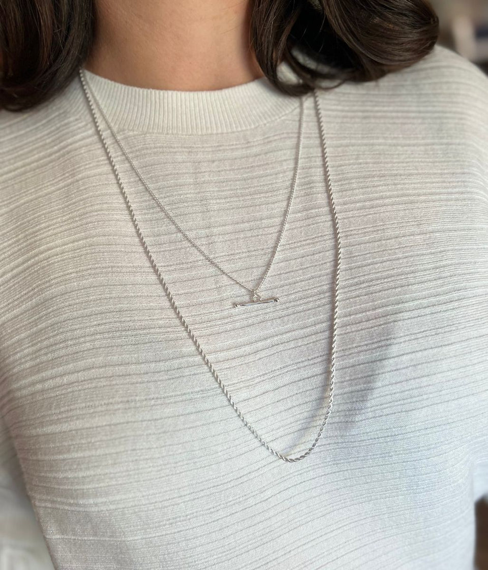 Silver Marina Layered T Bar Necklace