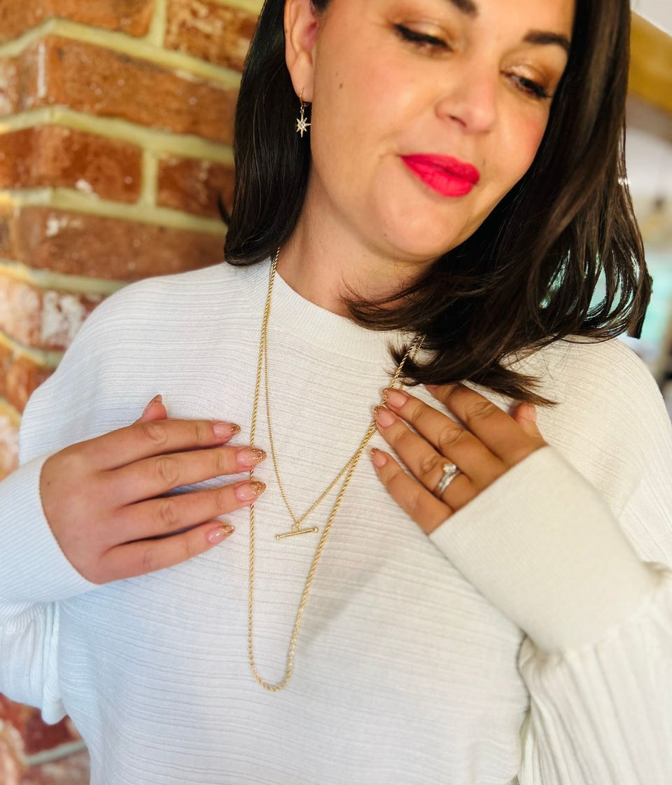 Gold Marina Layered T Bar Necklace