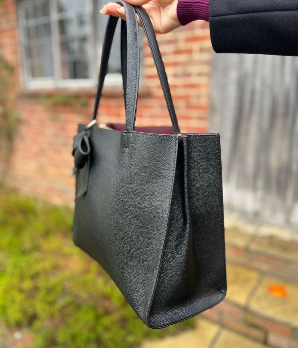 Black Bow Detail Tote Bag