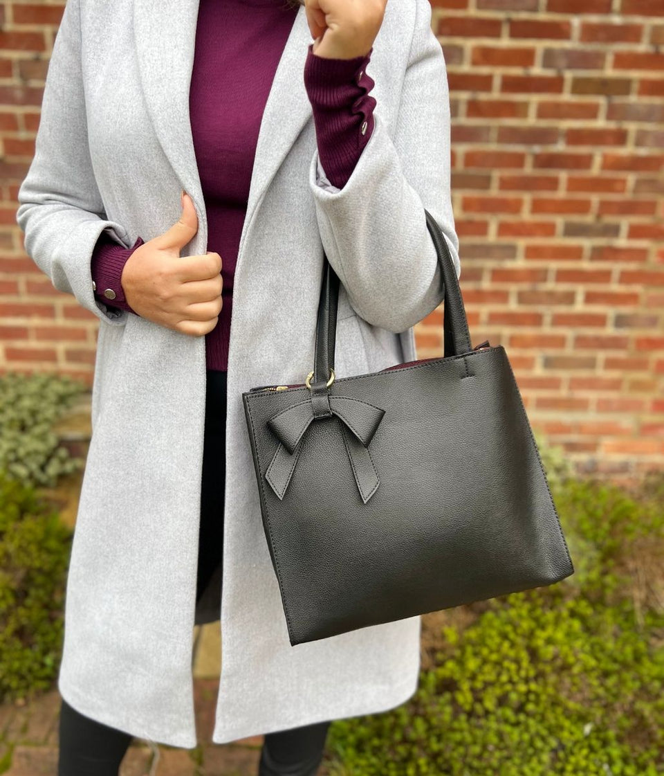 Black Bow Detail Tote Bag