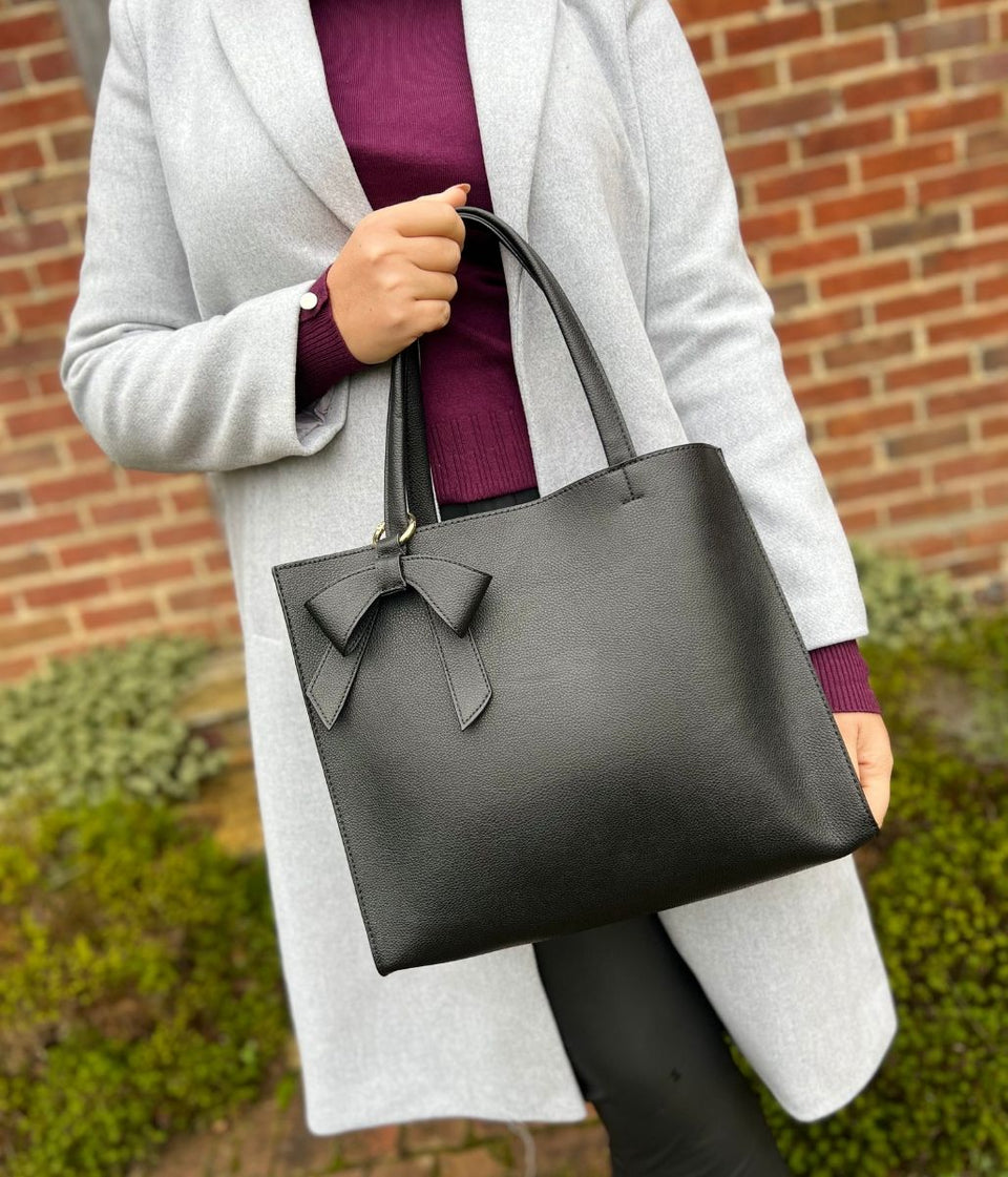 Black Bow Detail Tote Bag