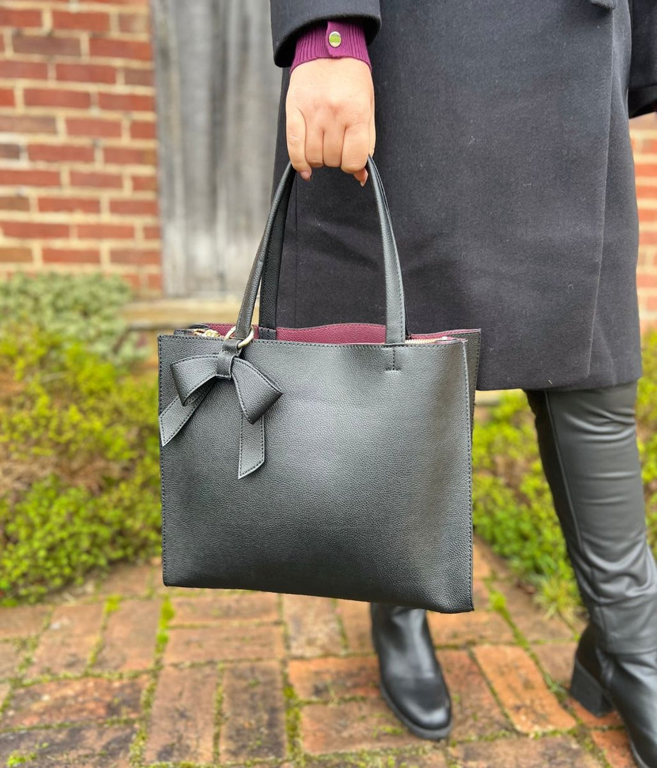 Black Bow Detail Tote Bag