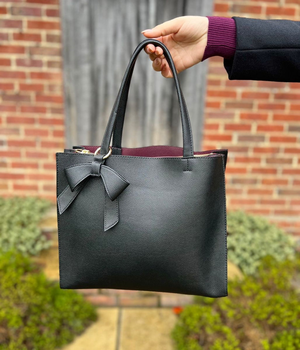 Black Bow Detail Tote Bag