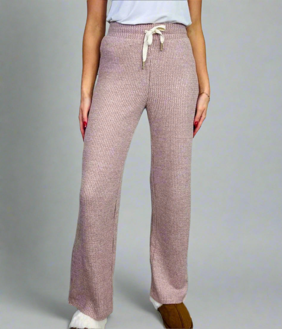 Pink Cosy Waffle Cuffed Hem Lounge Joggers