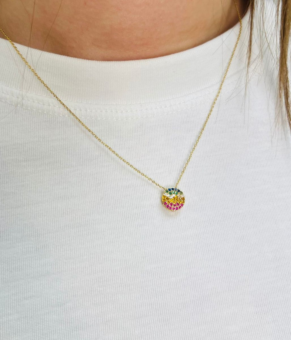 Pom London Gold Rainbow Necklace