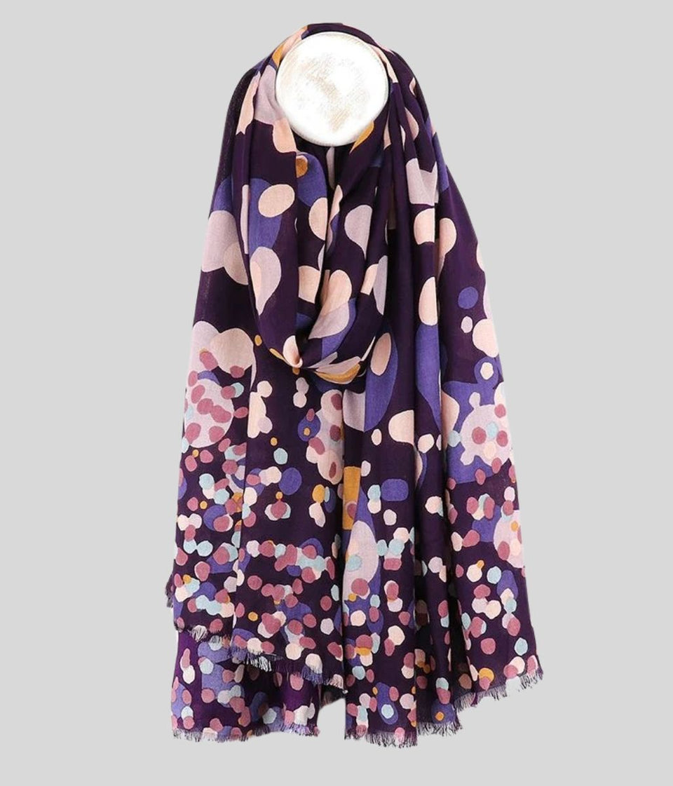 Pom London Purple Spot Bamboo Scarf