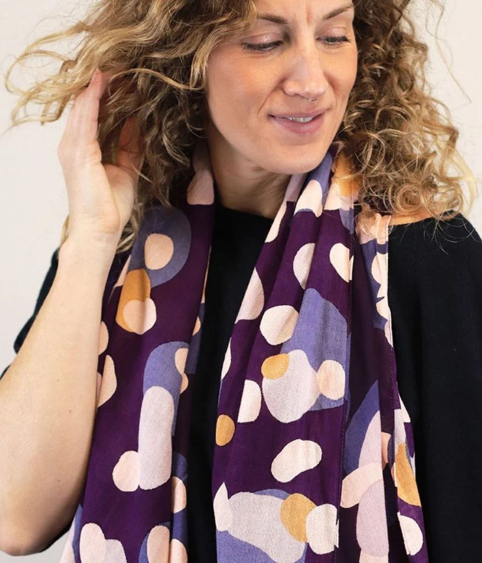 Pom London Purple Spot Bamboo Scarf