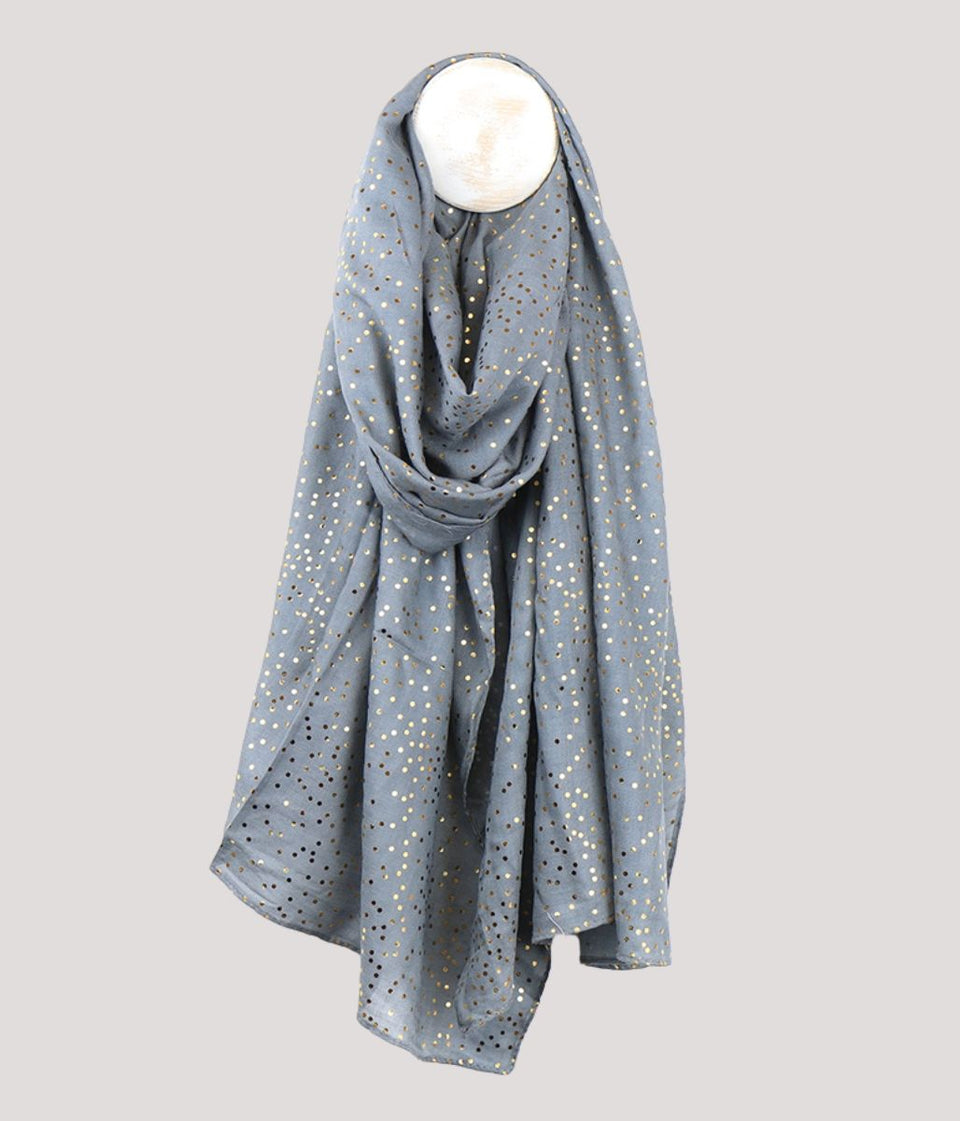 Pom London Grey Silver Dot Scarf