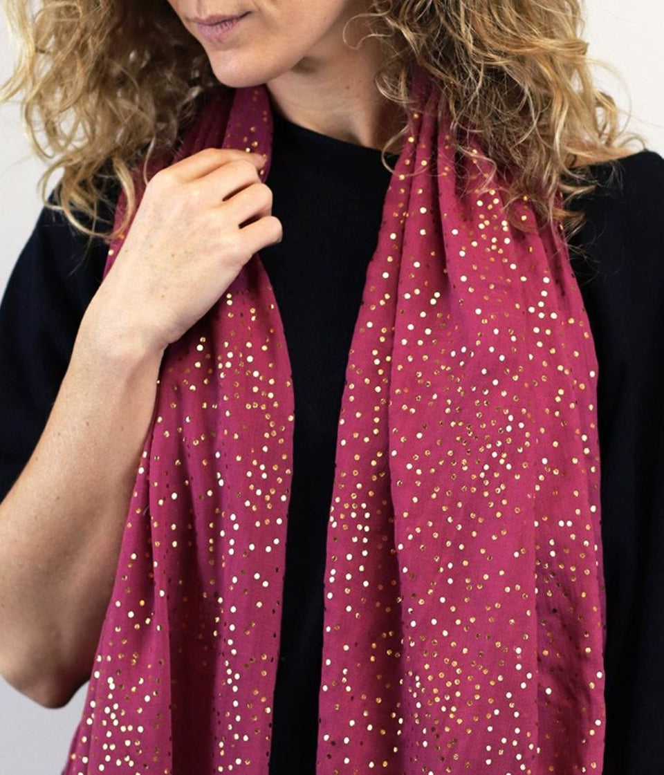 Pom London Pink Gold Dot Scarf