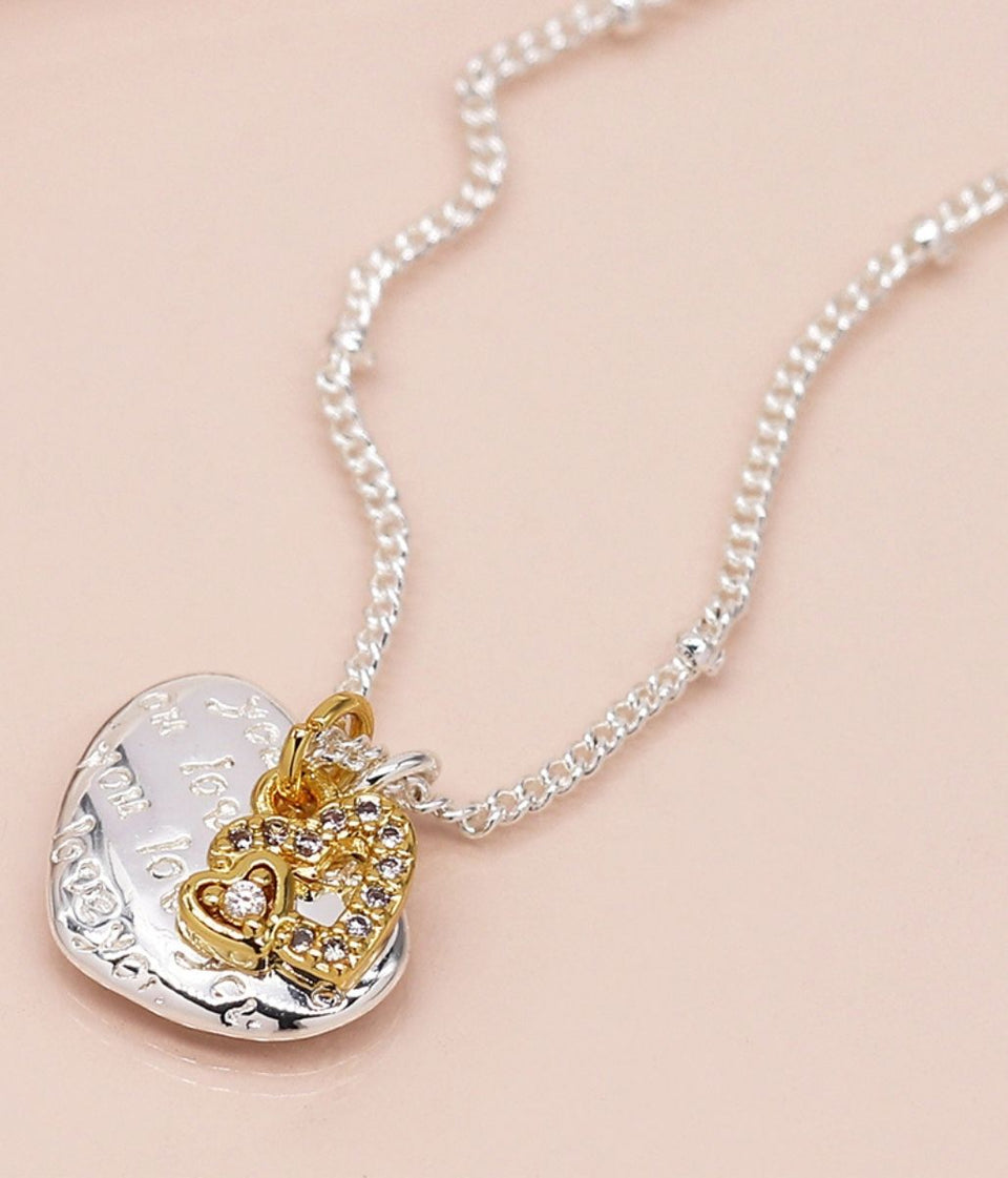 Pom Amelia Gold and Silver Hearts Necklace