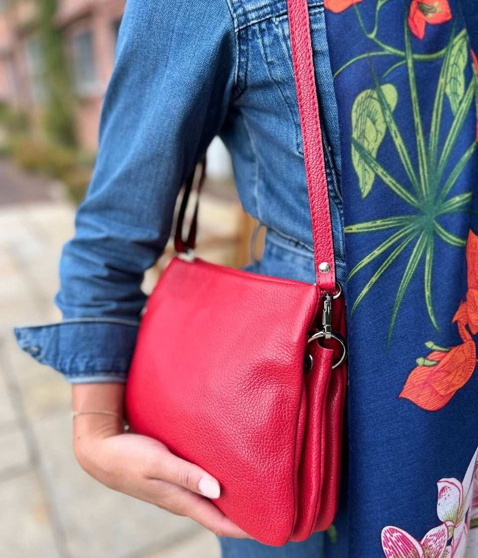 Red Leather Compartment Bag
