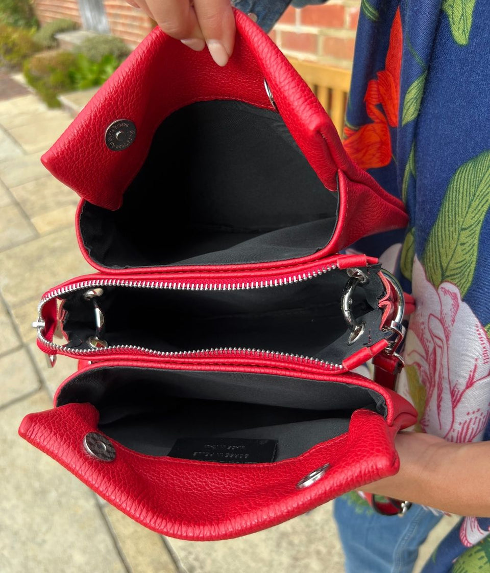 Red Leather Compartment Bag