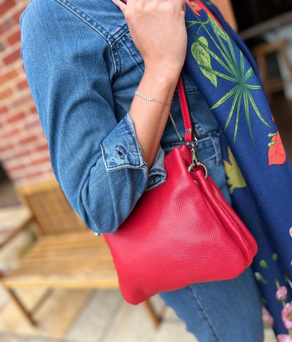 Red Leather Compartment Bag