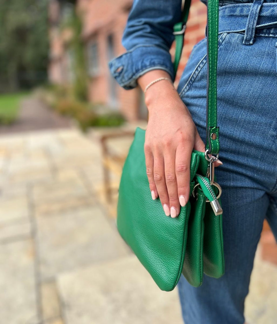 Green Leather Compartment Bag