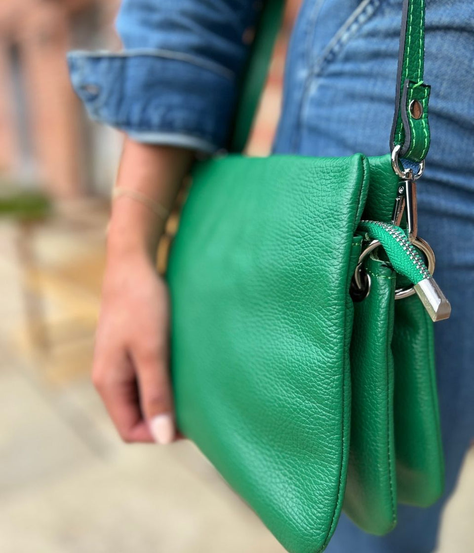 Green Leather Compartment Bag