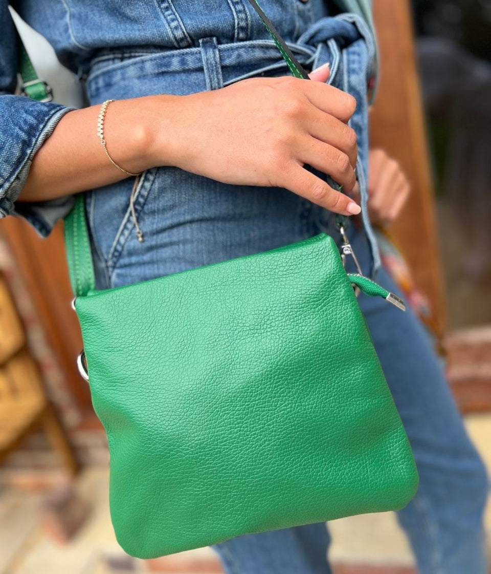 Green Leather Compartment Bag