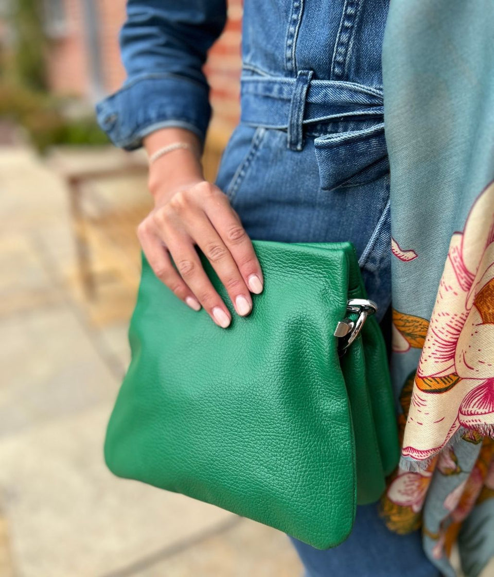Green Leather Compartment Bag